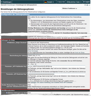Abbildung 11: Stripe in ConfTool aktivieren