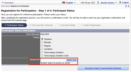 Image 3: Special code for participant group - Click image to enlarge