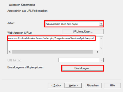 Hauptscanparameter
