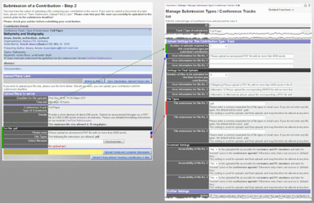 Image 5: Submit Contribution Step 2 – File Upload: User Page with Corresponding Settings - Click on image to enlarge