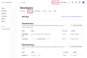 Image 10: Developers -> API Keys