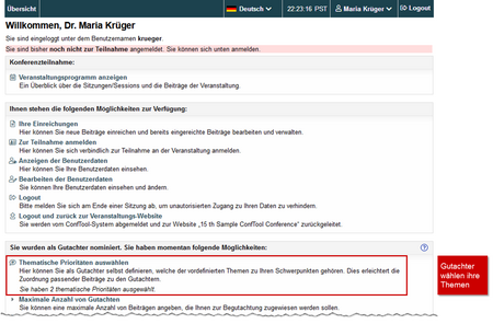 Abbildung 8: Zugriff GutachterInnen auf Auswahl der Themen - Zum Vergrößern anklicken 