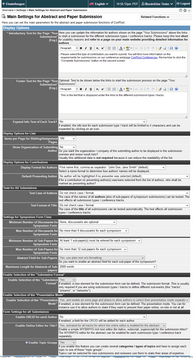 Image 5a: Main settings for abstract and paper submission - Click on image to enlarge