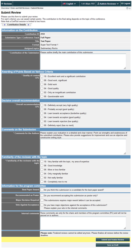 Image 1: Sample review form | click on image to enlarge