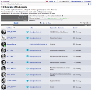 Image 9 - Official list of participants as seen by a participant - Click image to enlarge